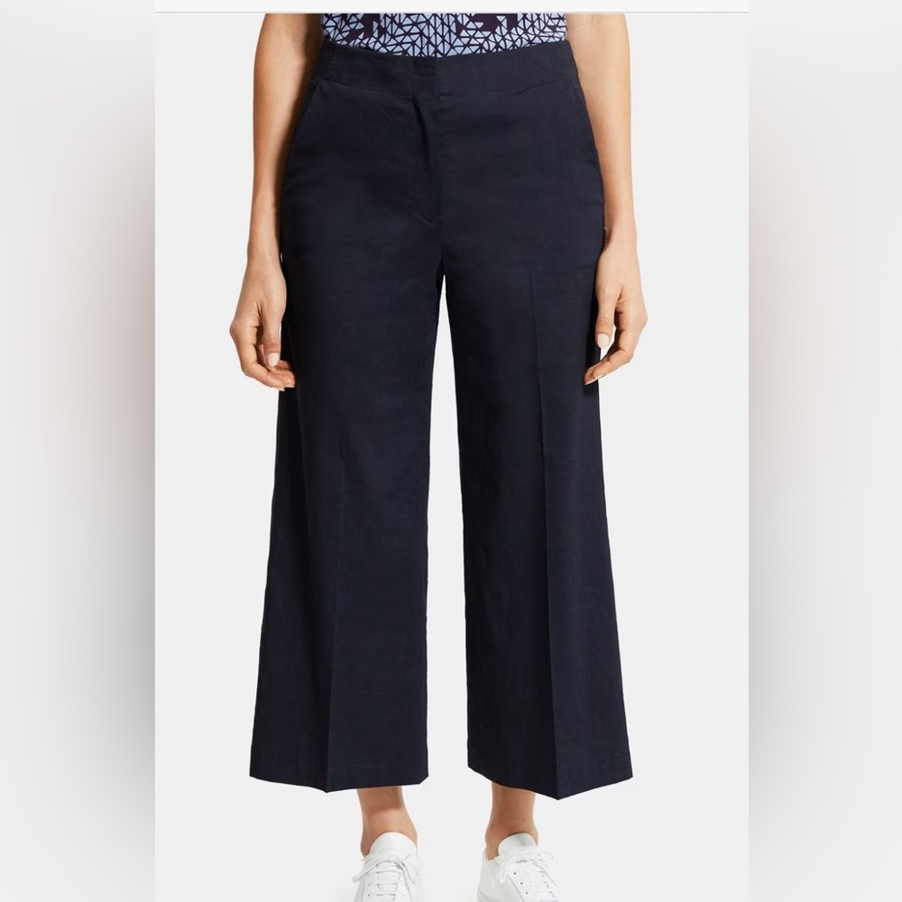 Theory Wide-Leg Pant in Stretch Linen-Blend Pant